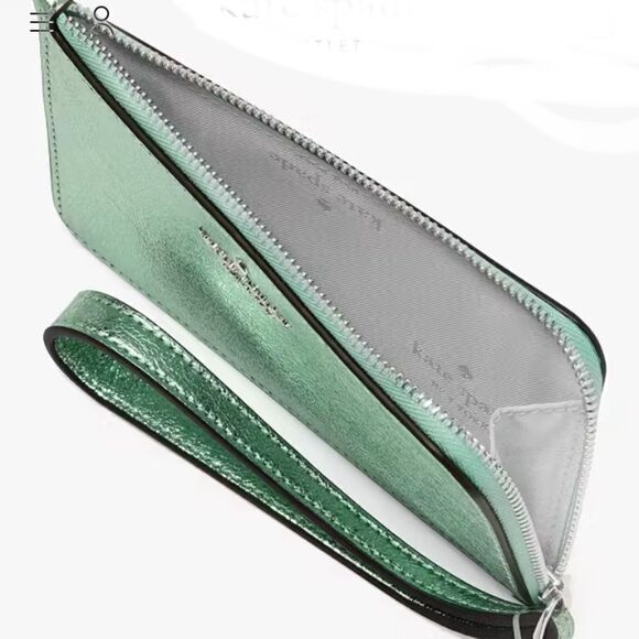 Kate Spade Lucy Metallic Small L-zip Wristlet Bag Wallet Purse - Picture 8 of 9